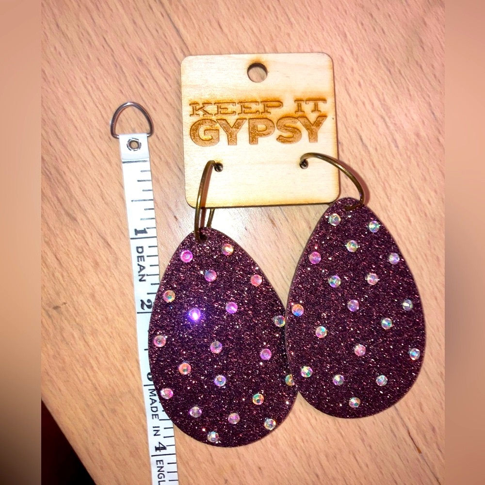 KEEP IT GYPSY Glittering Brown Teardrop Earrings